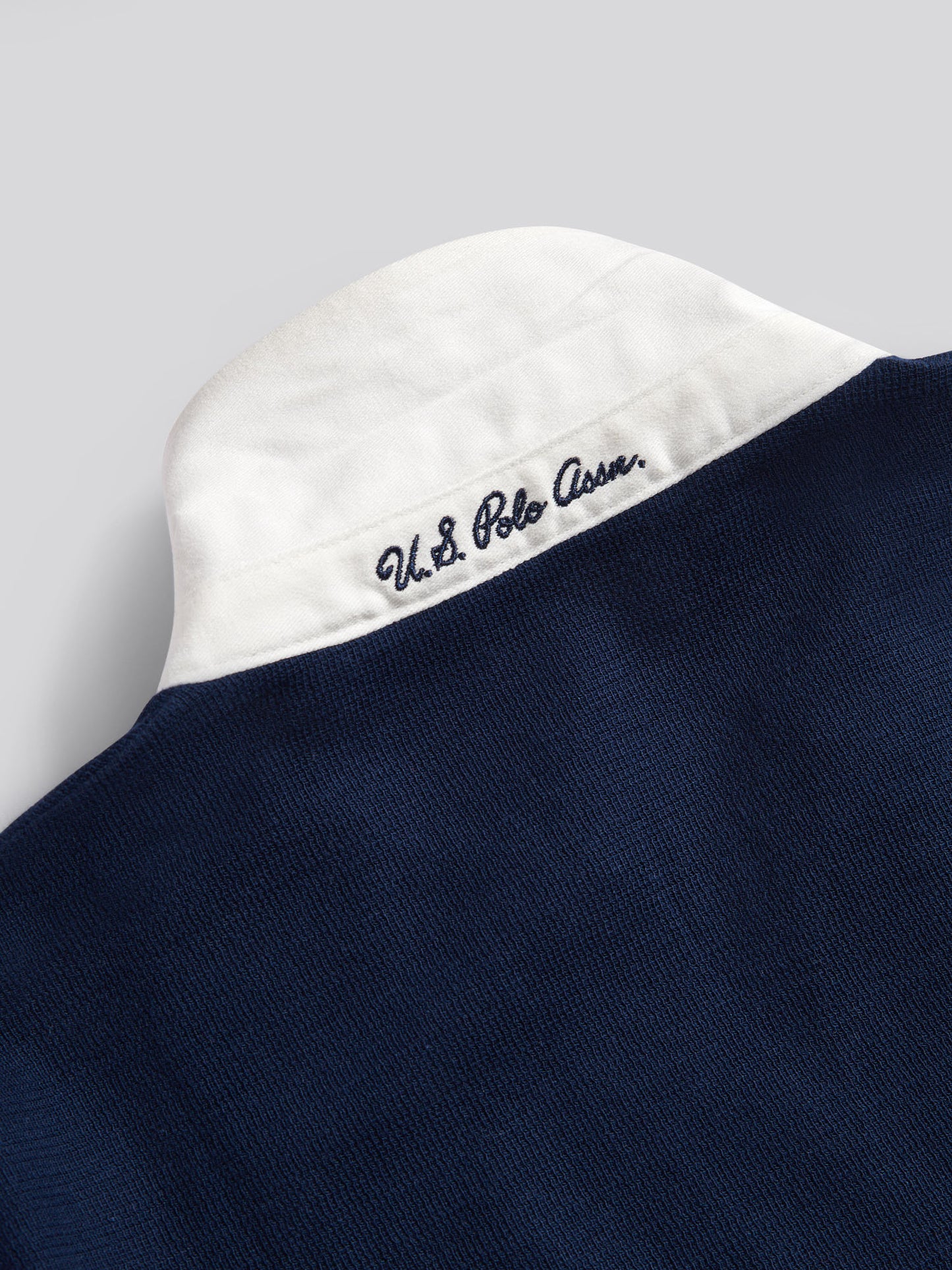 Womens Contrast Collar Stripe Rugby Top in Navy Iris