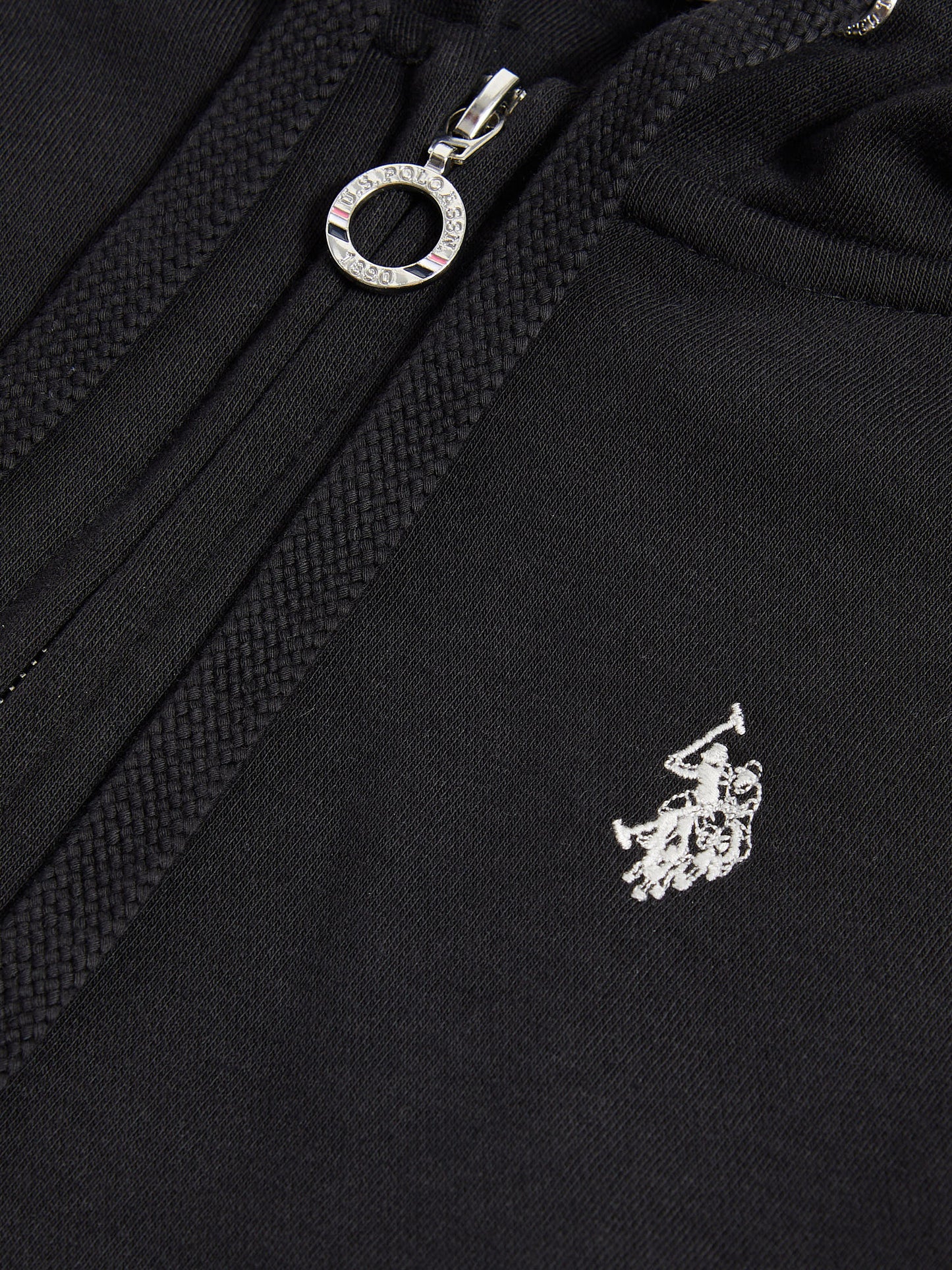 Womens Double Horsemen Zip Through Sweatshirt in Black