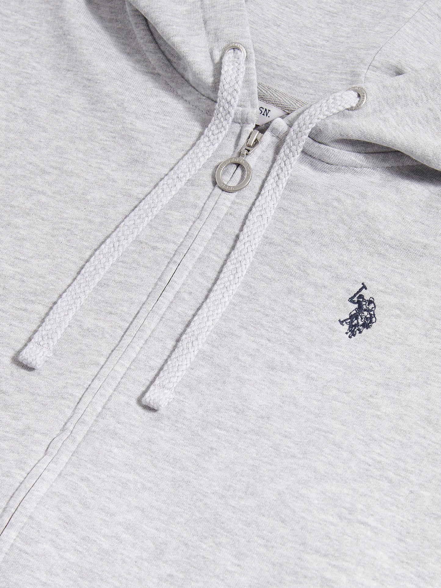 Womens Double Horsemen Zip Through Sweatshirt in Pearl Grey Marl