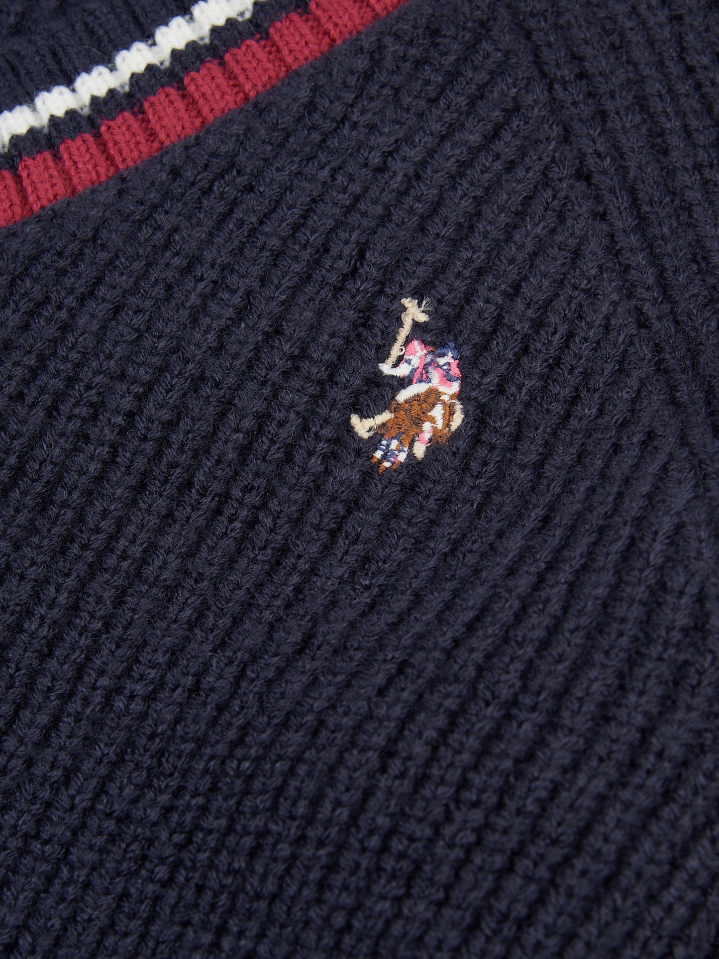 Womens Tri Stripe Tipping Cricket Jumper in Navy Iris