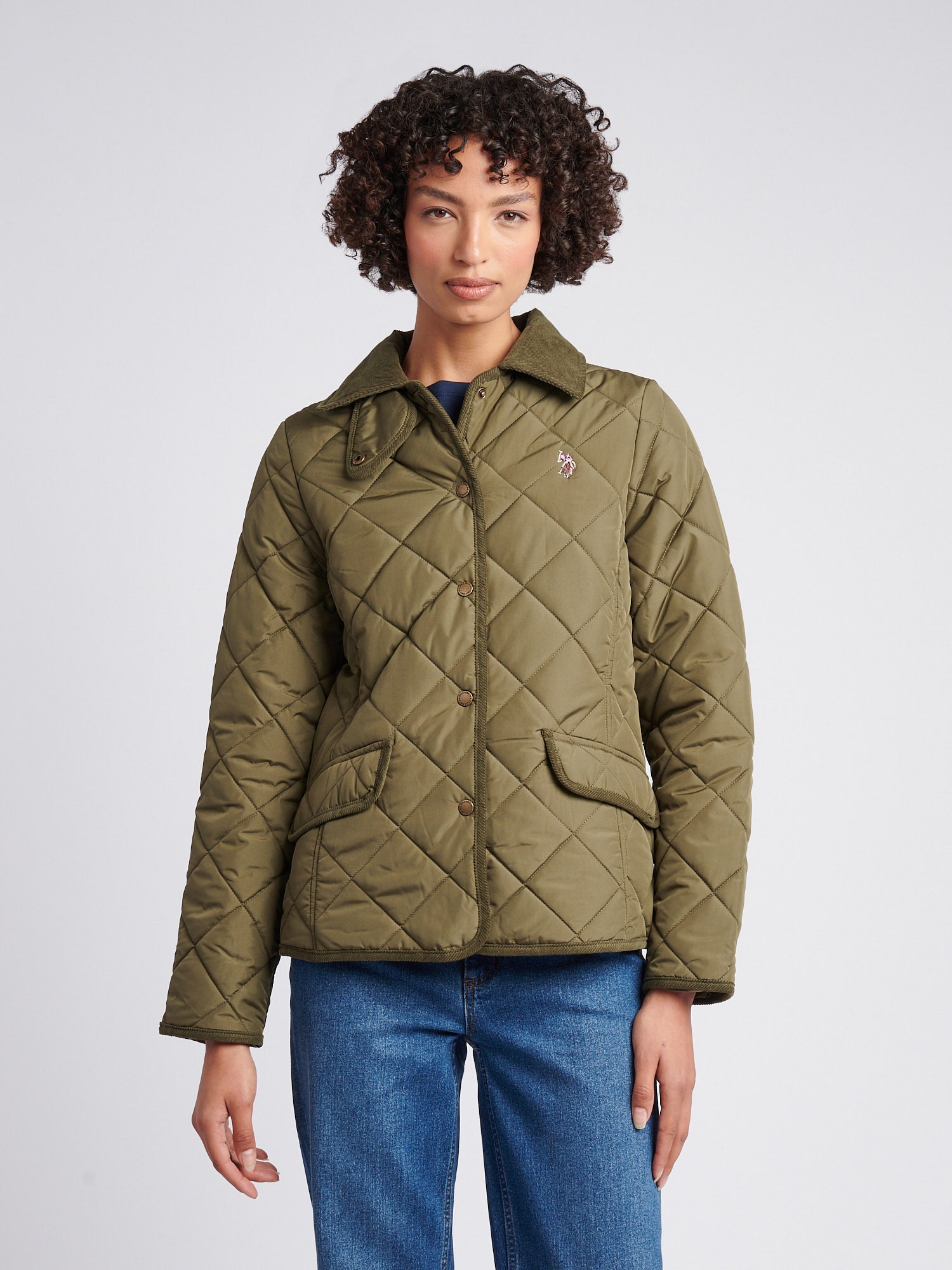 Womens Quilted Country Jacket in Kalamata Green – U.S. Polo Assn. UK