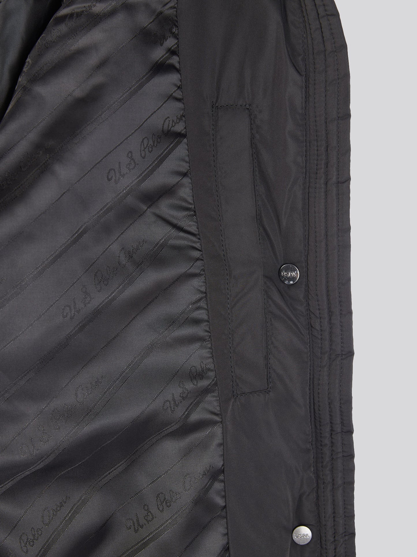 Womens Longline Square Quilt Puffer Coat in Black