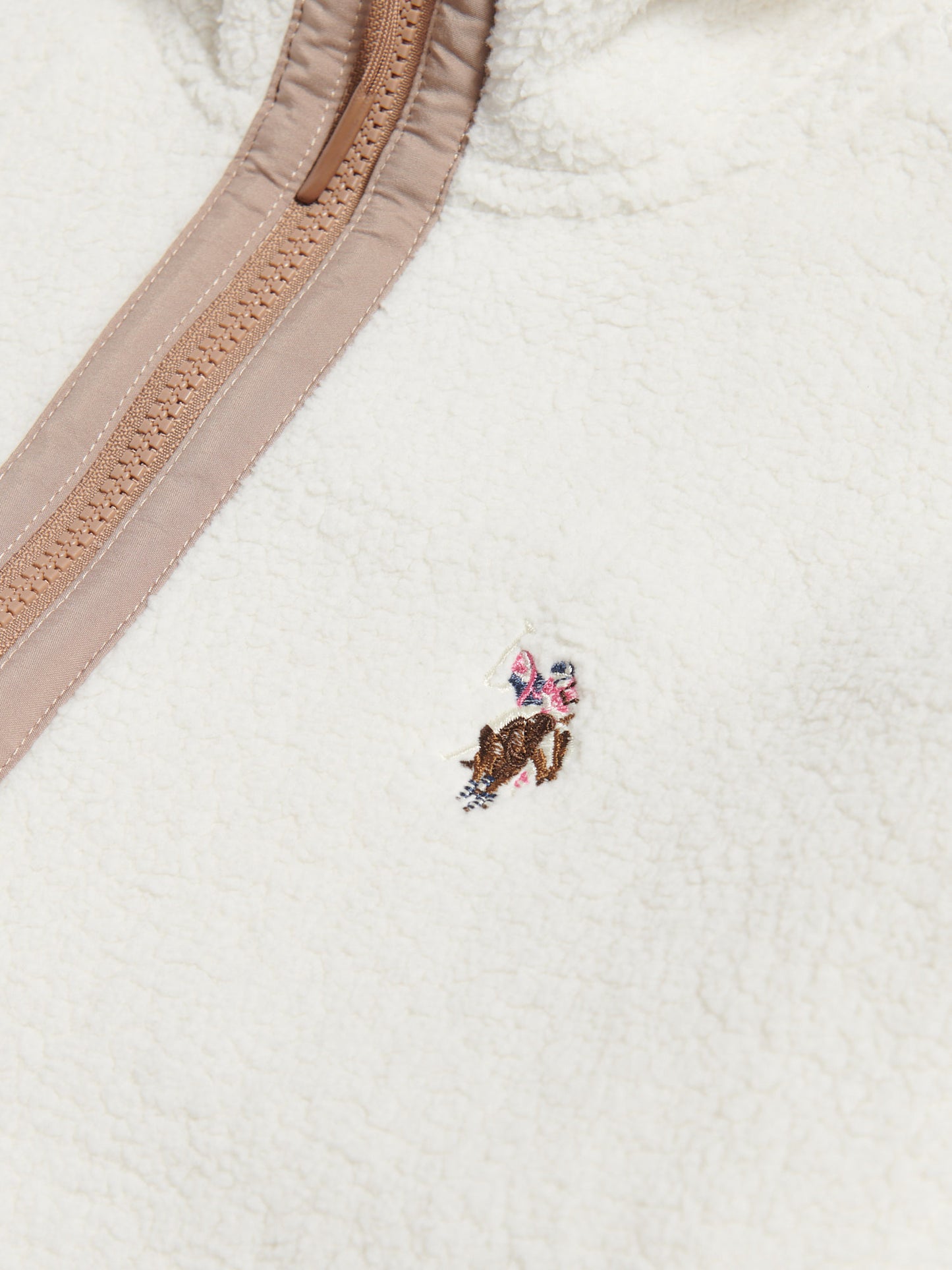 Womens Double Horsemen Borg 1/4 Zip in Marshmallow