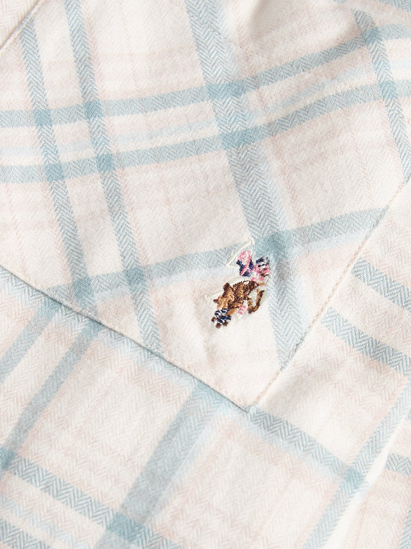 Womens Herringbone Check Pocketed Shirt in Natural