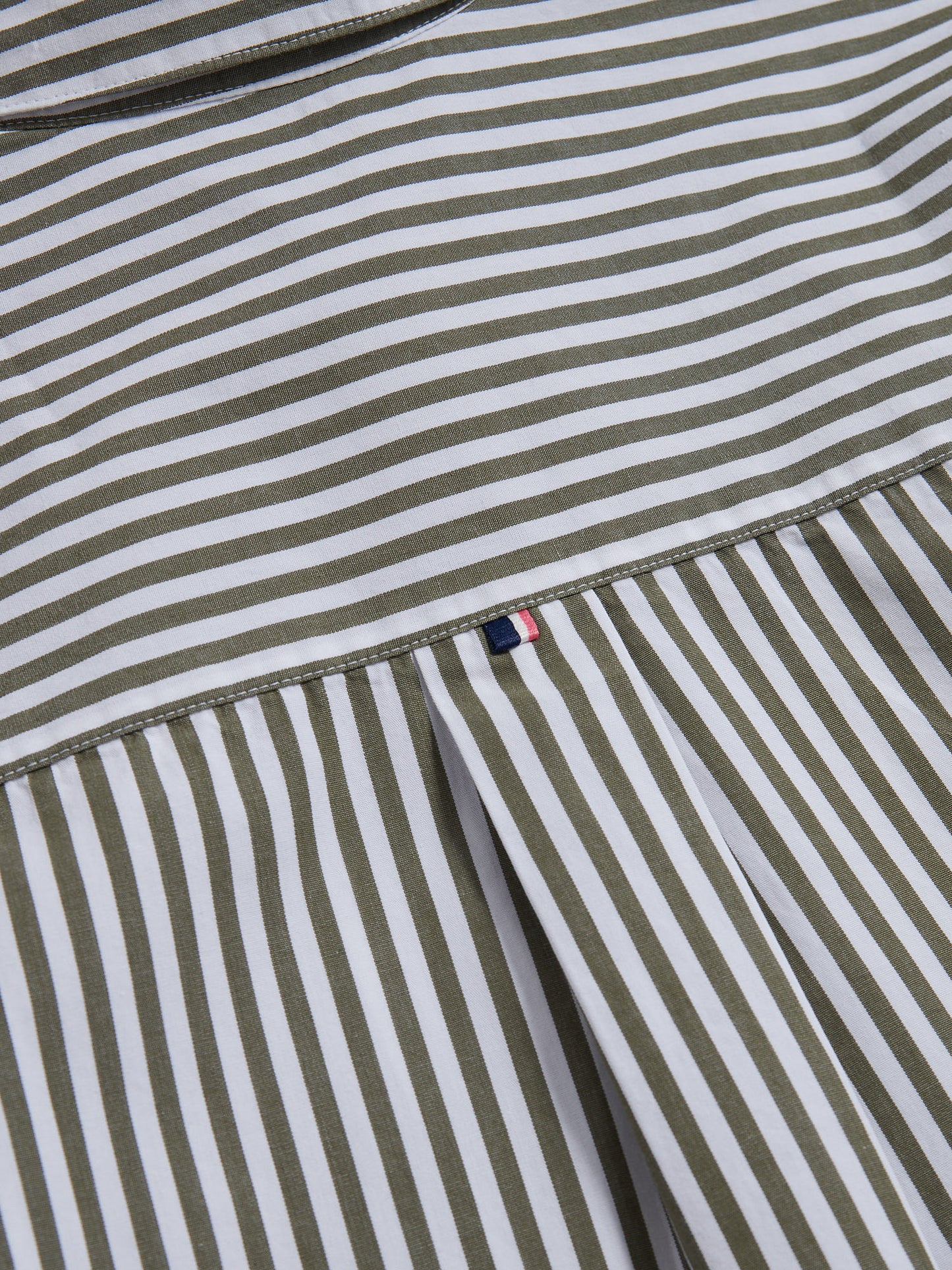 Womens Cotton Poplin Loose Fit Stripe Shirt in Kalamata Green