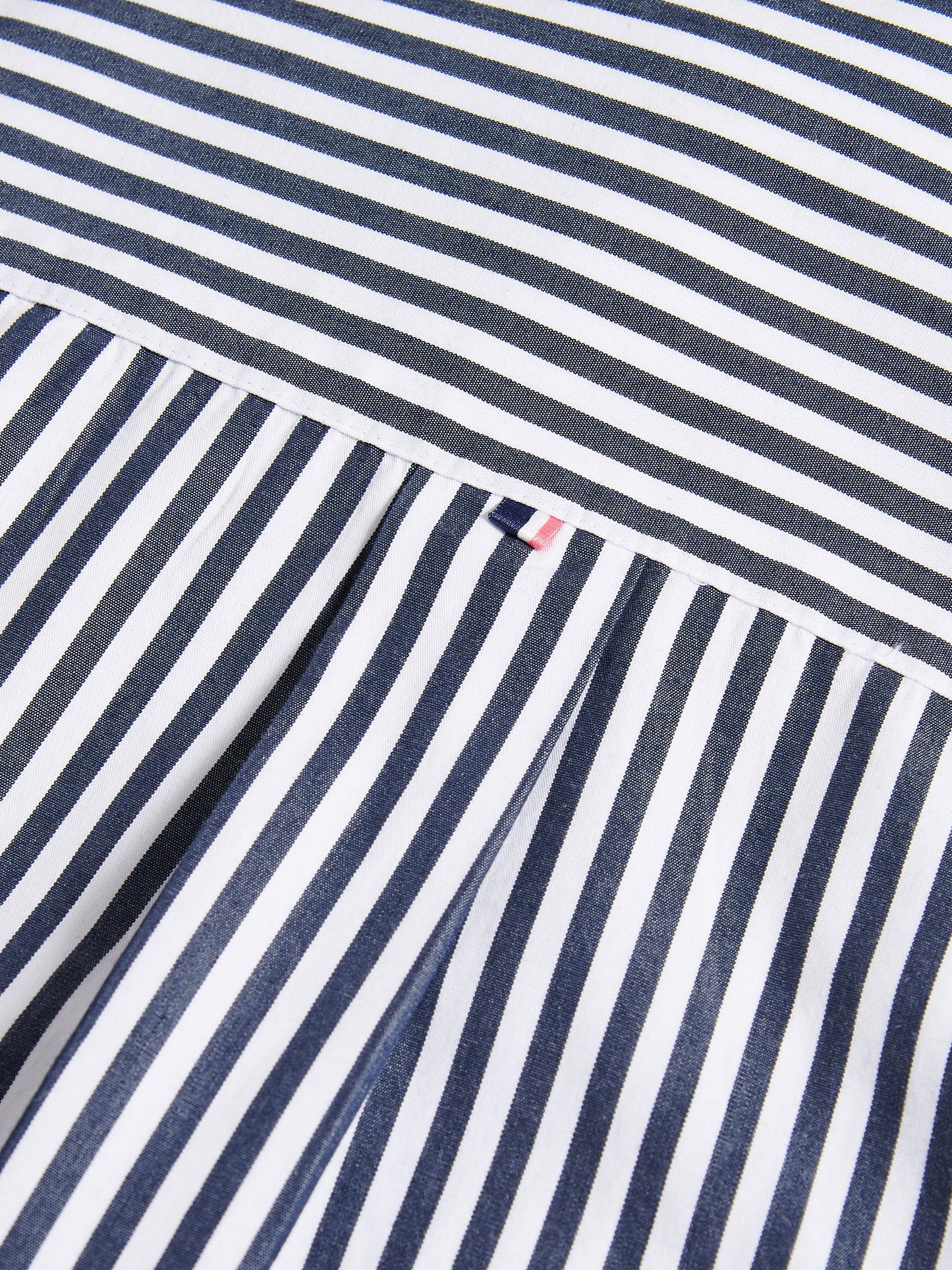 Womens Cotton Poplin Loose Fit Stripe Shirt in Navy Iris