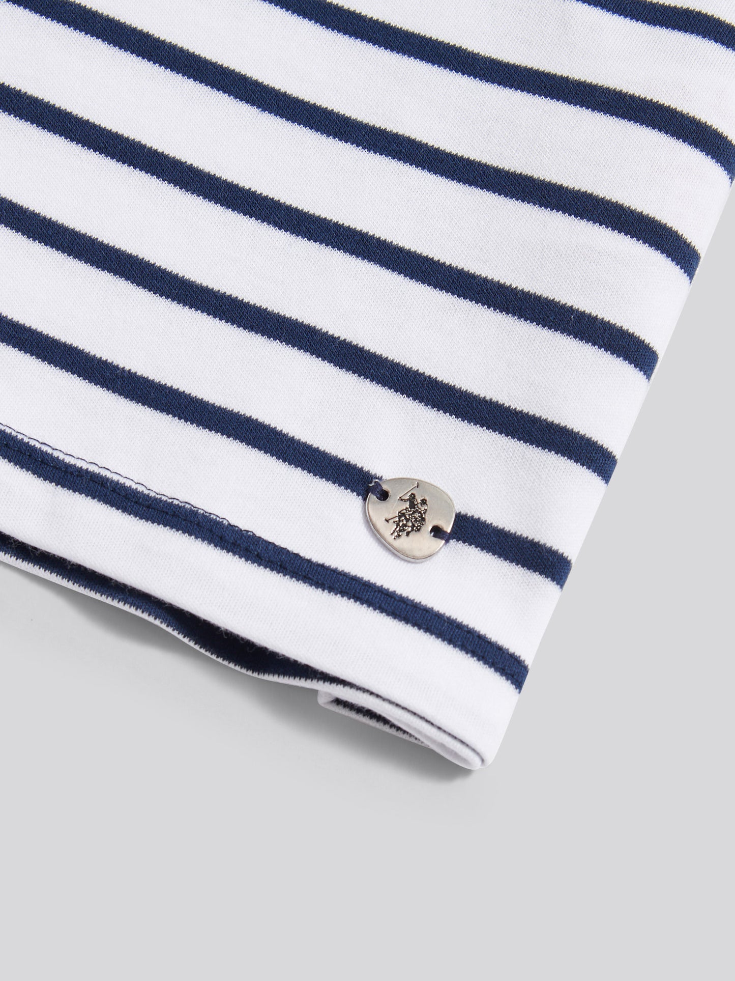 Womens Heavyweight Stripe Loose Crew Neck T-Shirt in Navy Iris