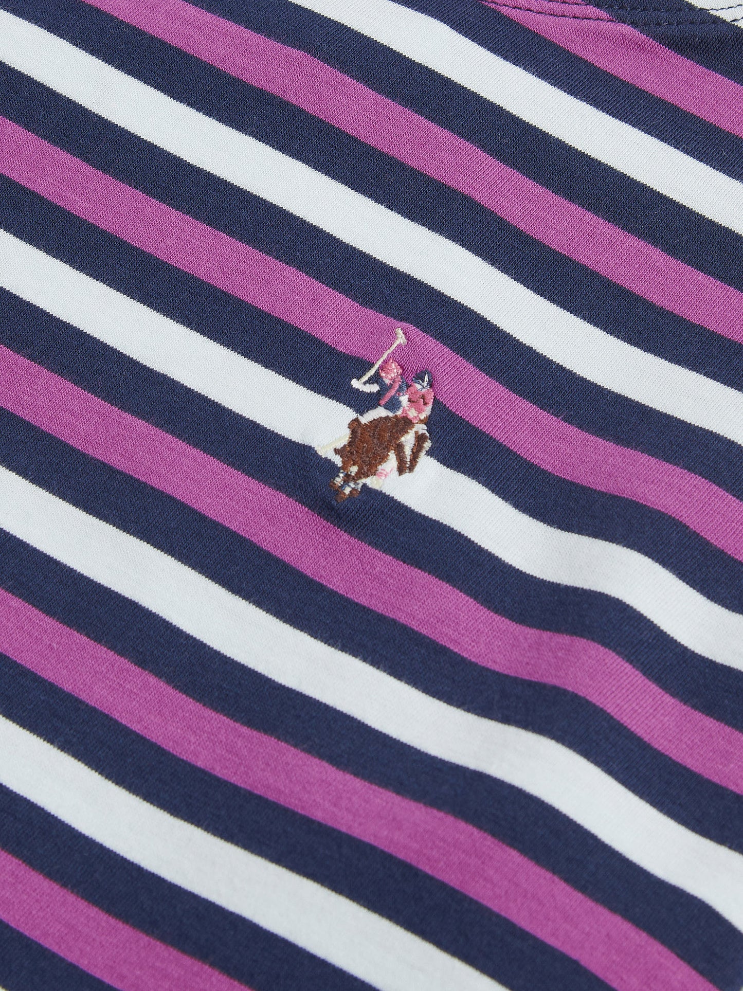 Womens Multicolour Stripe Long Sleeve Boatneck T-Shirt in Navy Iris