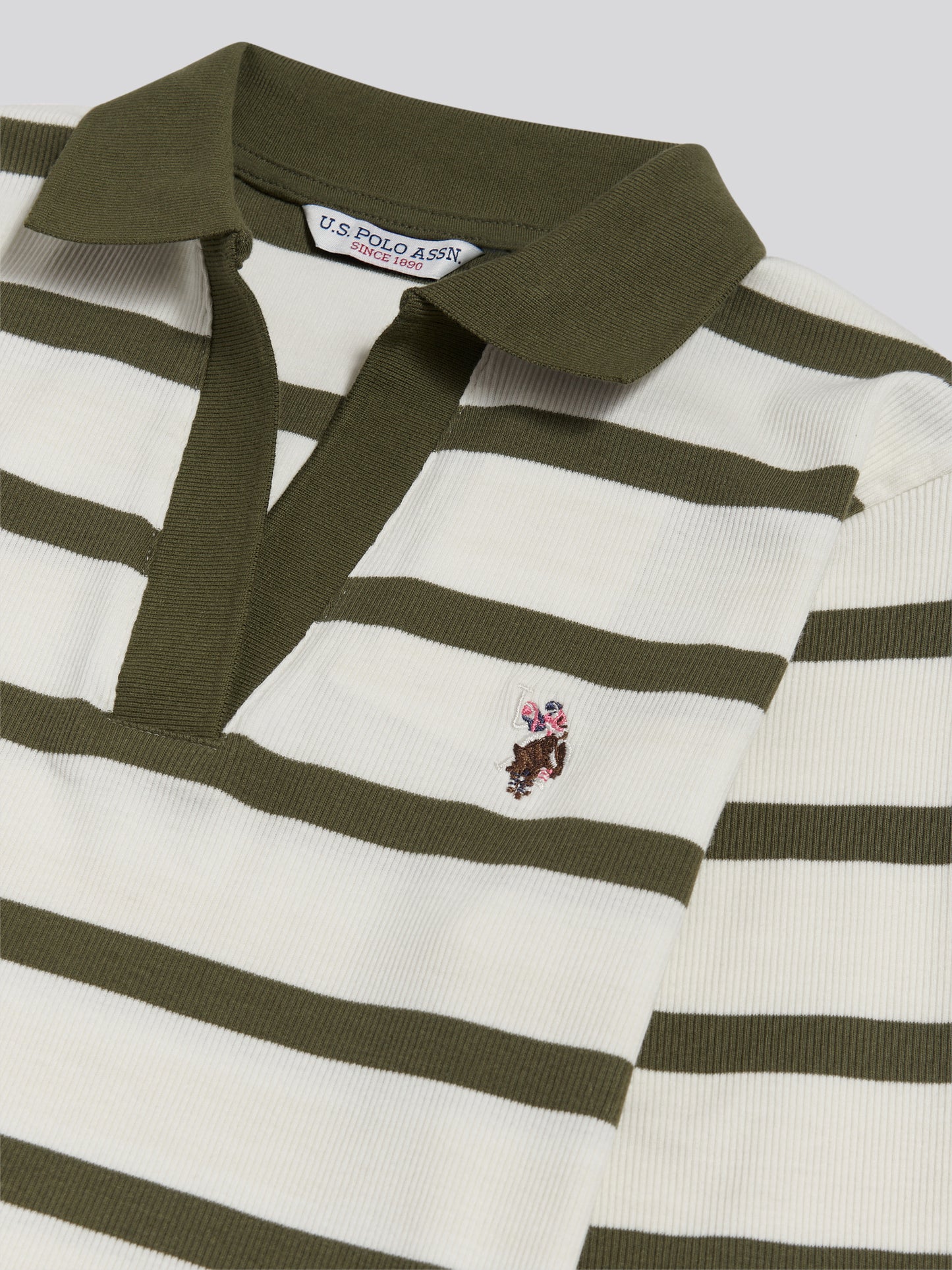 Stripe Polo Shirt Olive Branch