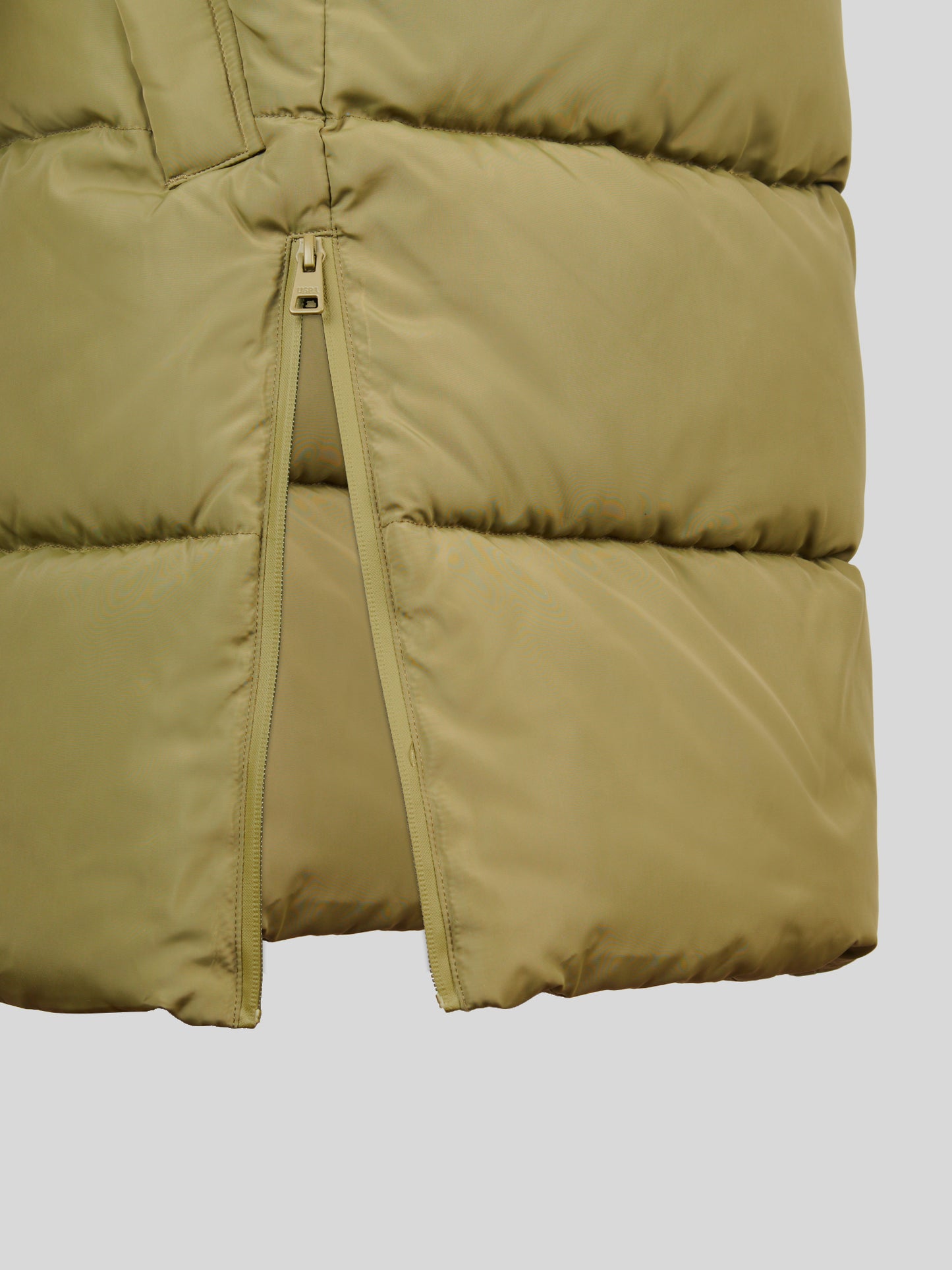 Womens Mid-Length Zip Detail Puffer Coat Olive Branch