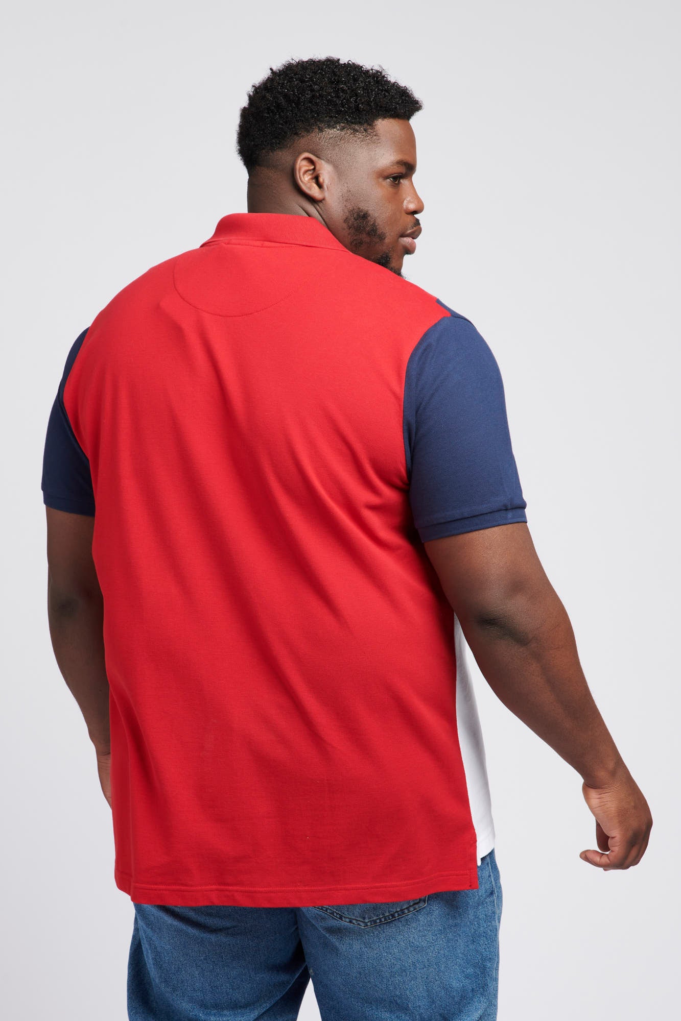 Mens Big & Tall Angled Cut & Sew Polo Shirt in Haute Red