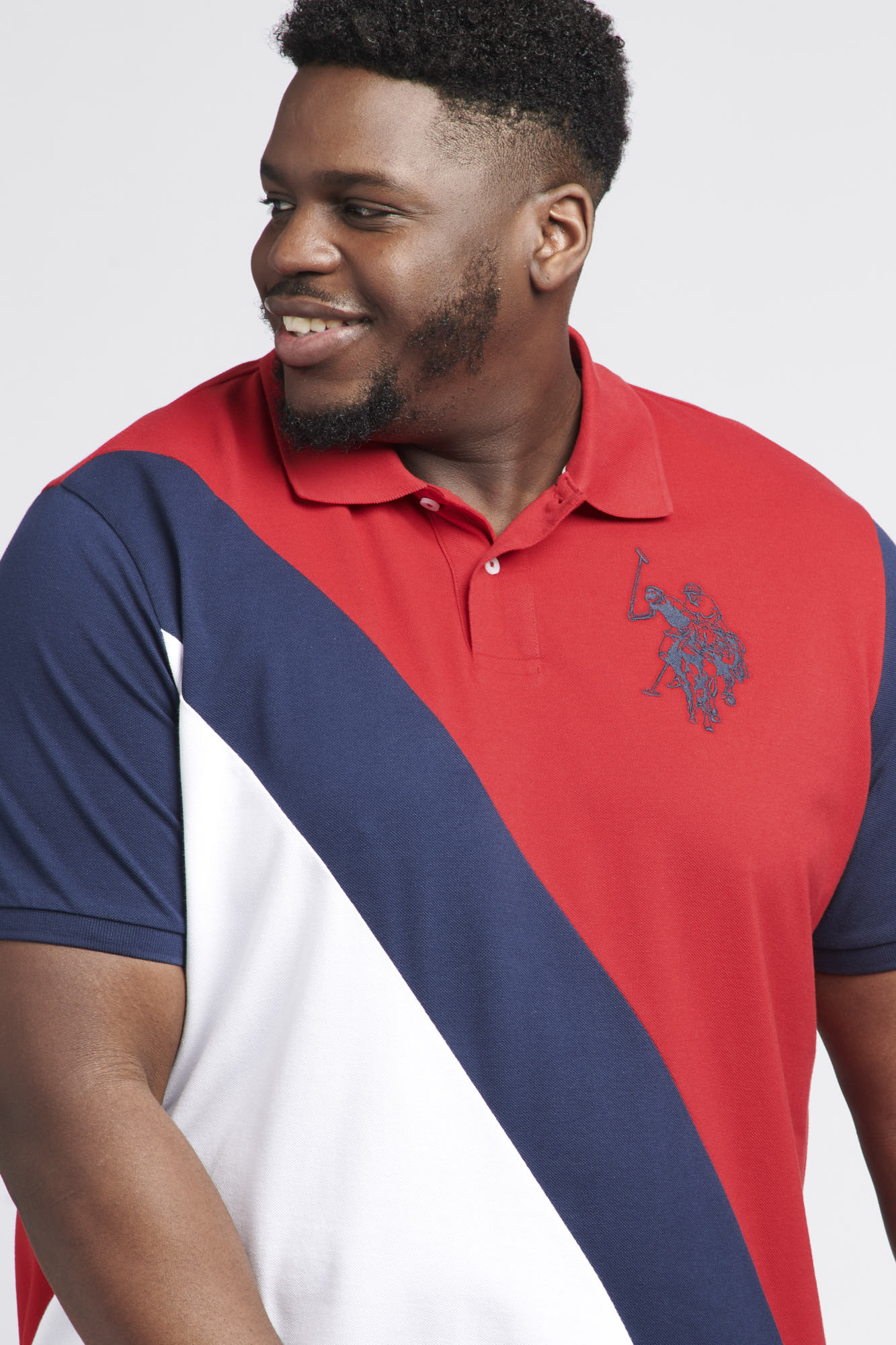 Mens Big & Tall Angled Cut & Sew Polo Shirt in Haute Red