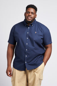 Mens Big & Tall Short Sleeve Oxford Shirt in Navy Blue