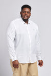 Mens Big & Tall Linen Blend Long Sleeve Shirt in Bright White