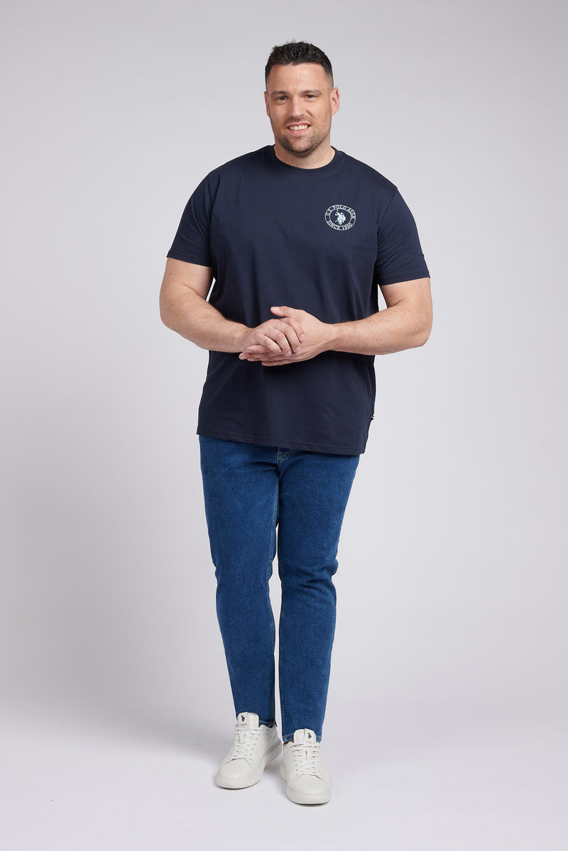 Mens Big & Tall Circle Print T-Shirt in Dark Sapphire Navy