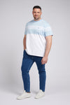 Mens Big & Tall Block Stripe T-Shirt in Cashmere Blue
