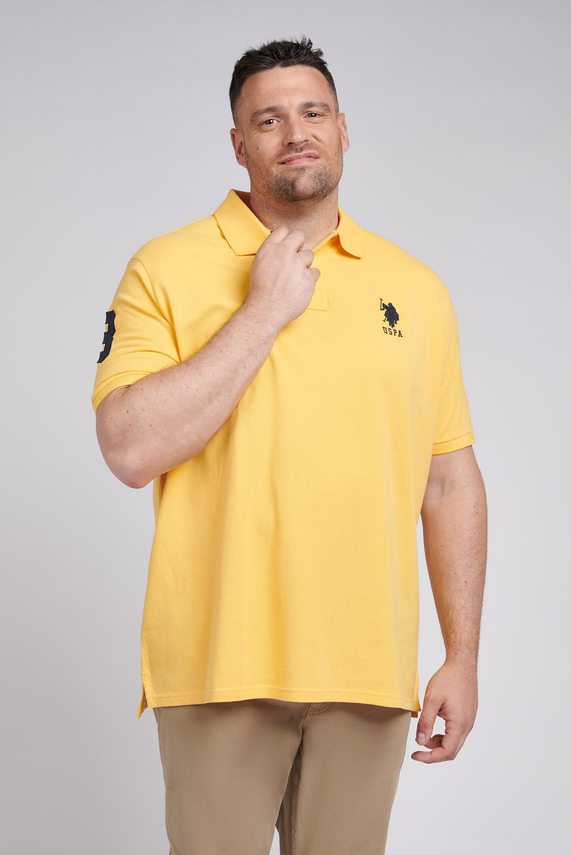 Mens Big & Tall Player 3 Pique Polo Shirt in Sunset Gold