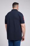 Mens Big & Tall Player 3 Pique Polo Shirt in Dark Sapphire Navy / Haute Red DHM
