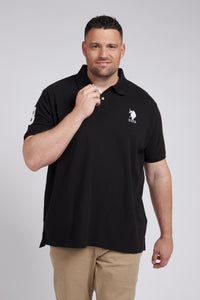 Mens Big & Tall Player 3 Pique Polo Shirt in Black Bright White DHM
