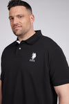 Mens Big & Tall Player 3 Pique Polo Shirt in Black Bright White DHM