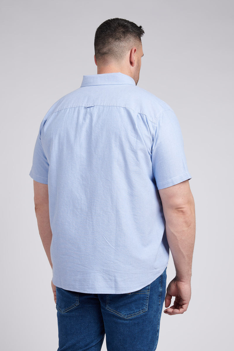 Mens Big & Tall Short Sleeve Oxford Shirt in Blue Yonder