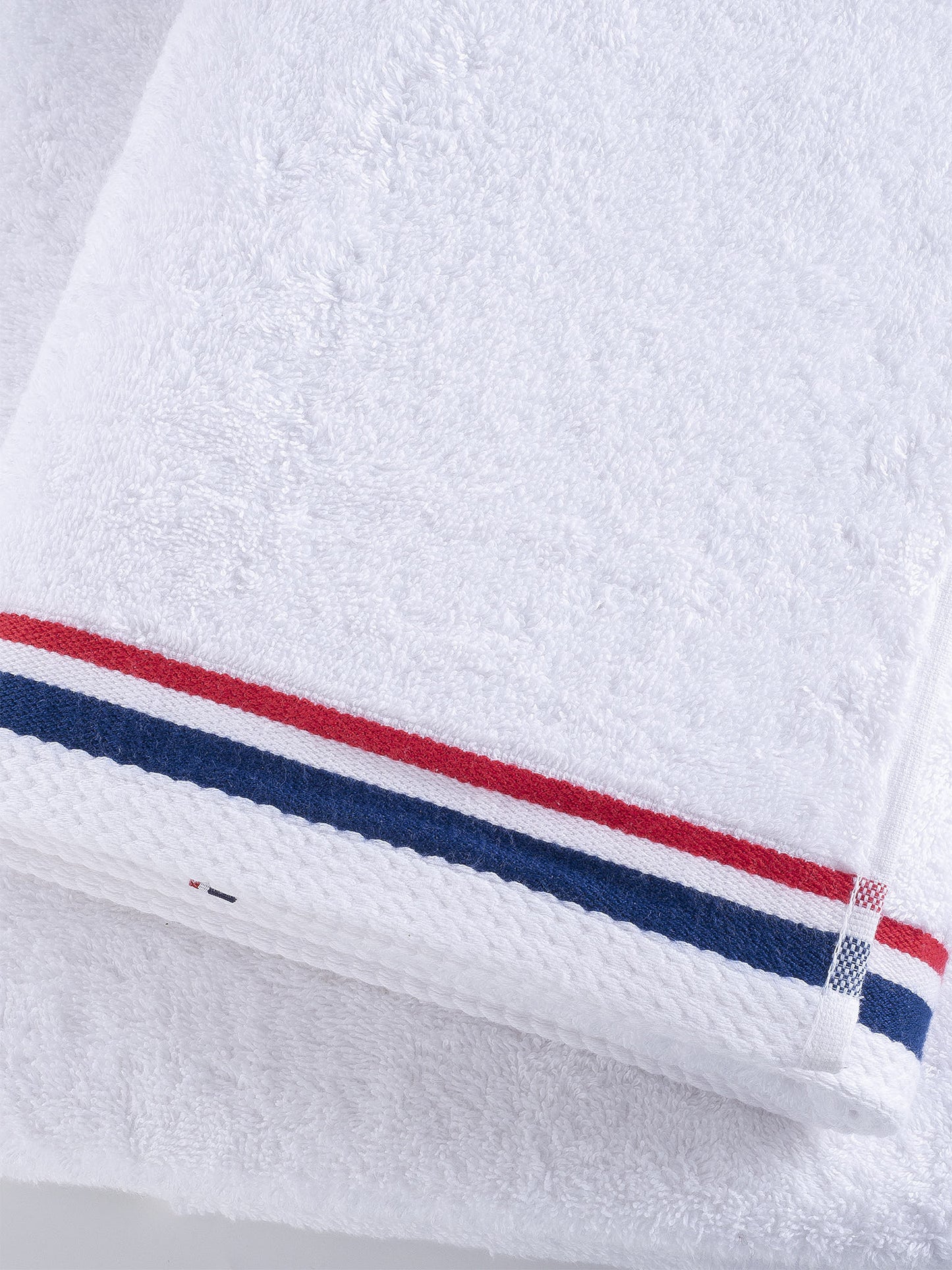 Pure Cotton Brand Stripe Towel in Bright White
