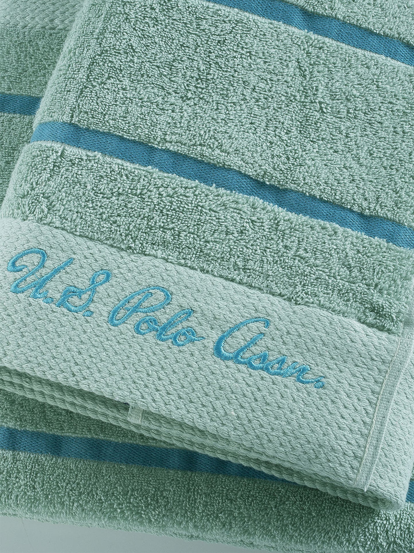 Pure Cotton Satin Stripe Towel in Harbour Grey