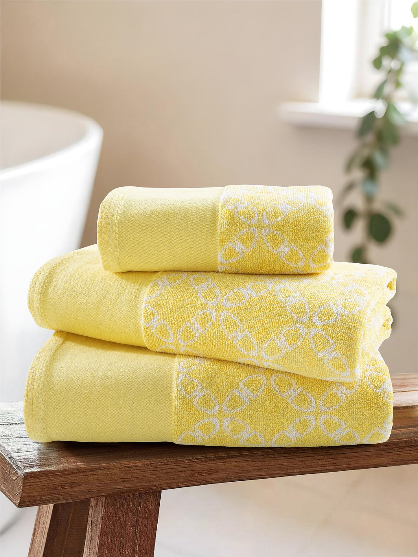 Pure Cotton Geo Towel in Sunshine