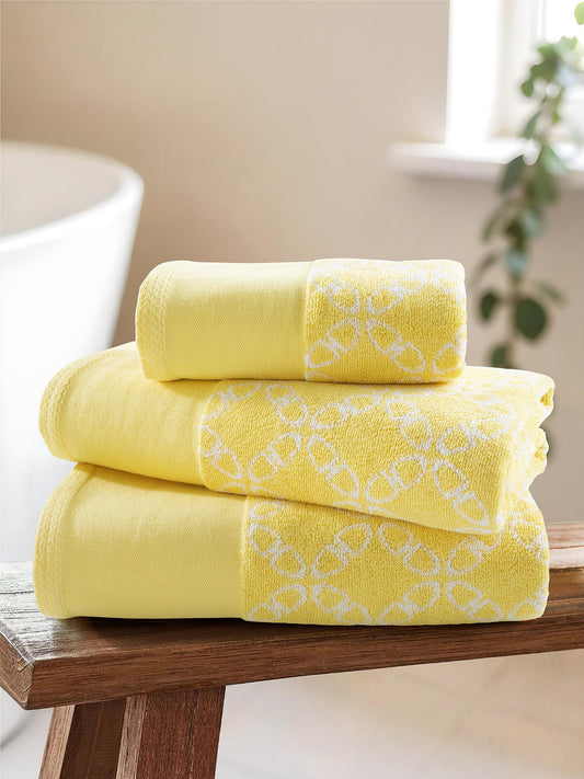 Pure Cotton Geo Towel in Sunshine