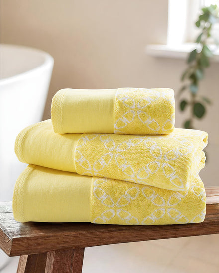 Pure Cotton Geo Towel in Sunshine