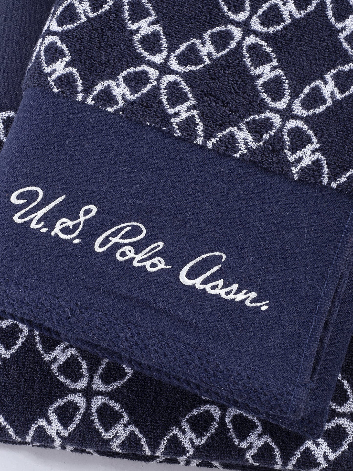 Pure Cotton Geo Towel in Navy Iris