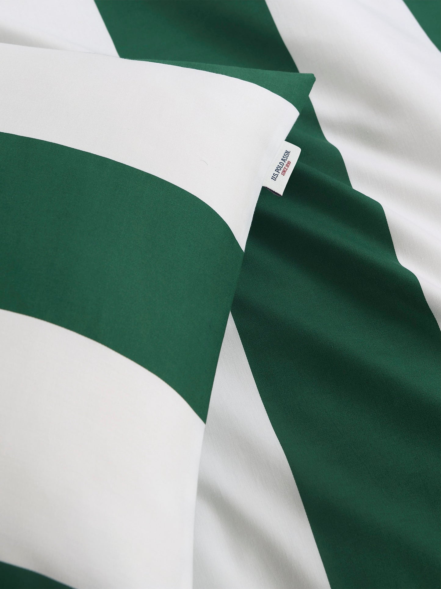 Pure Cotton Block Stripe Duvet Set in Green Jacket