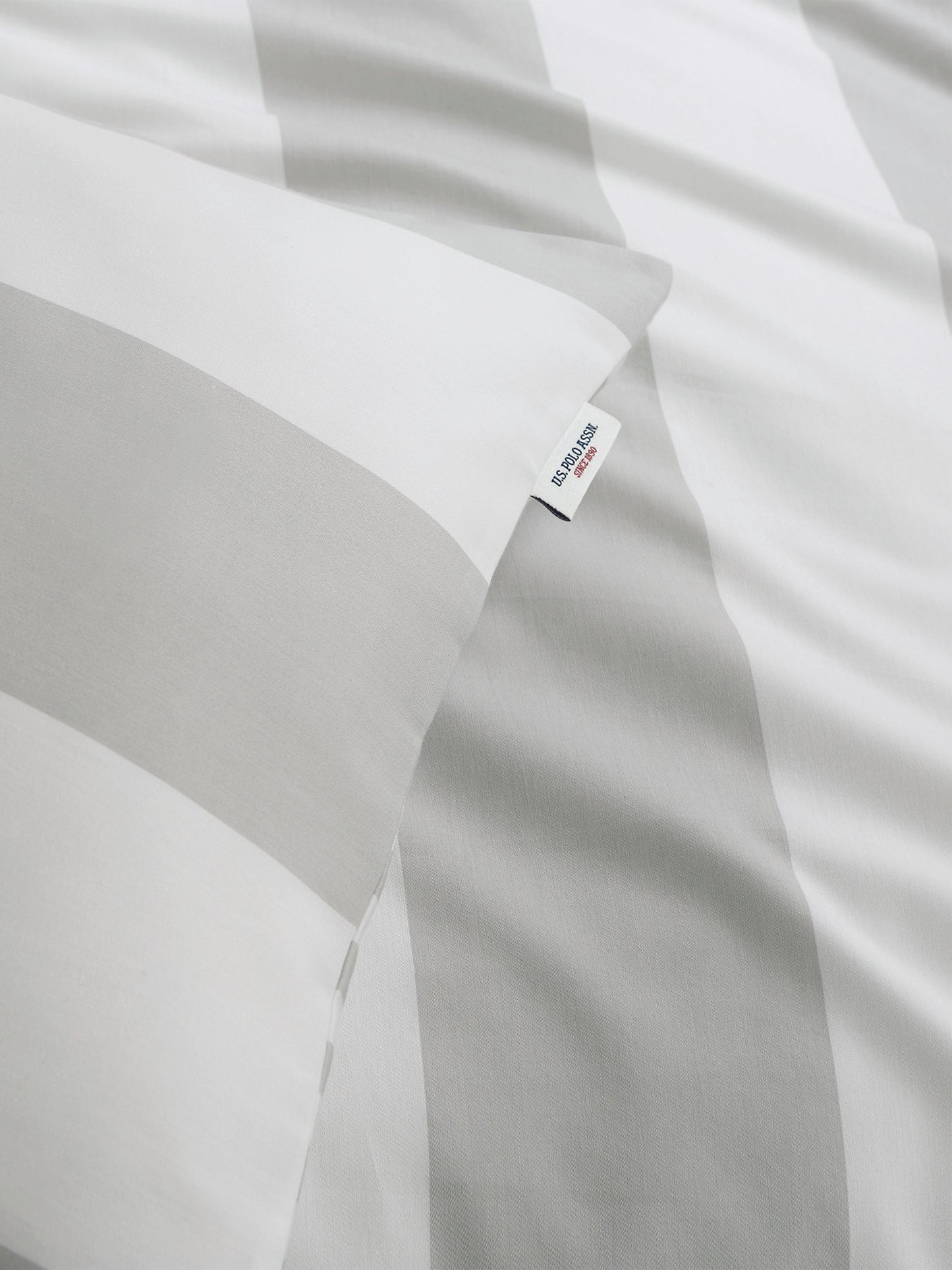 Pure Cotton Block Stripe Duvet Set in Vapor Blue