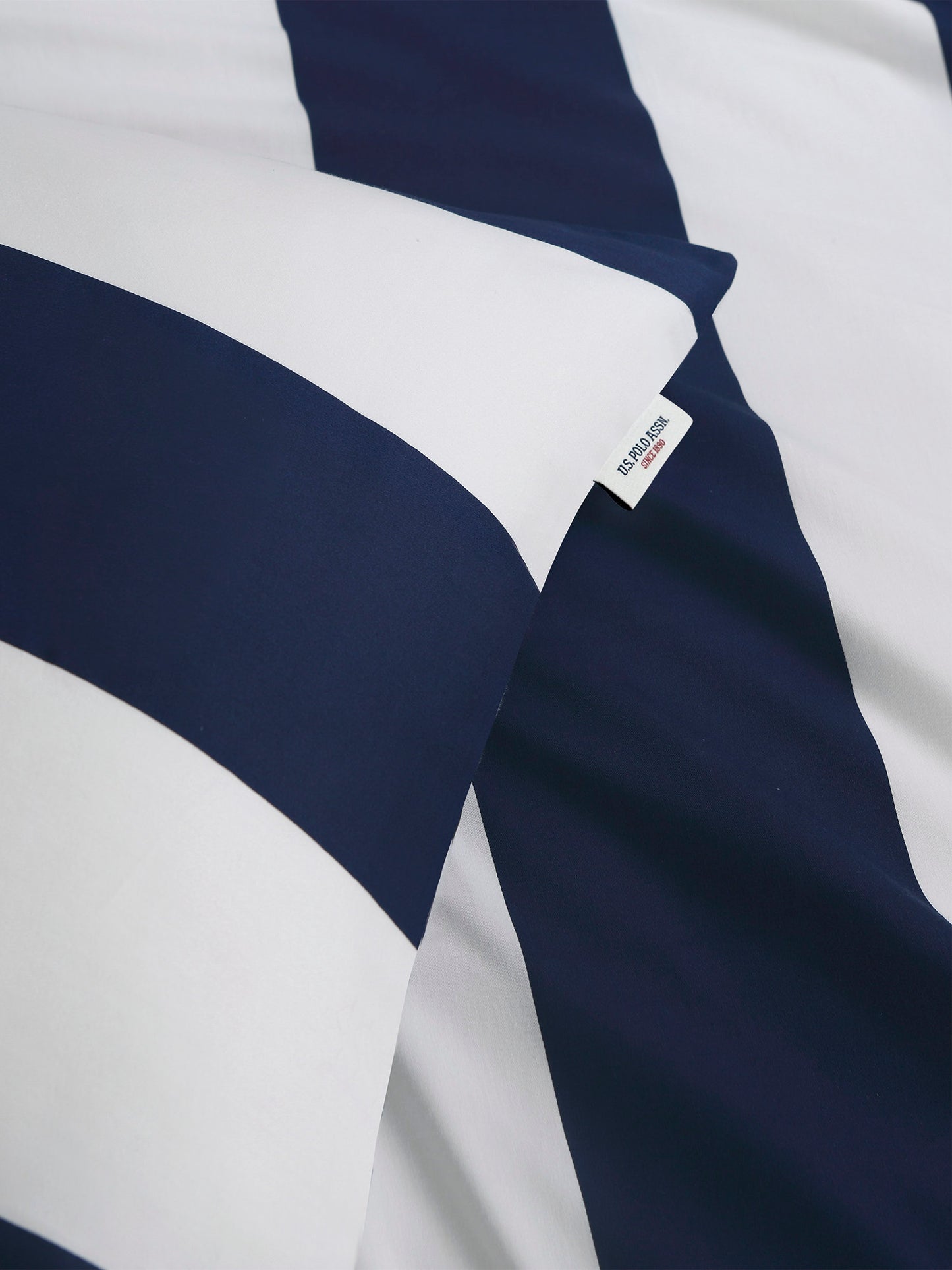 Pure Cotton Block Stripe Duvet Set in Navy Iris