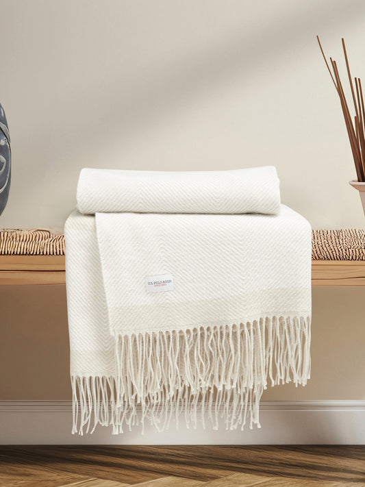 Tonal Herringbone Throw in Vapor Blue