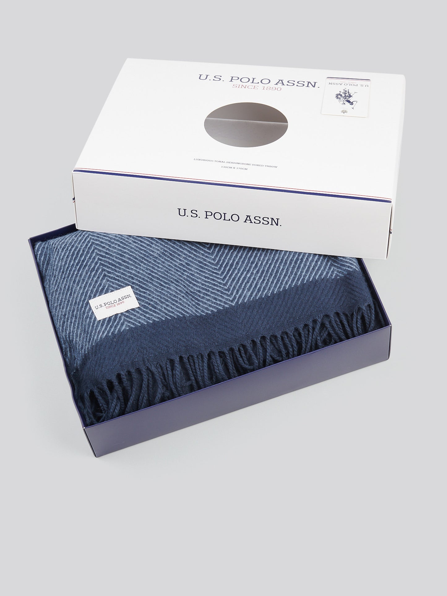 Tonal Herringbone Throw in Navy Iris