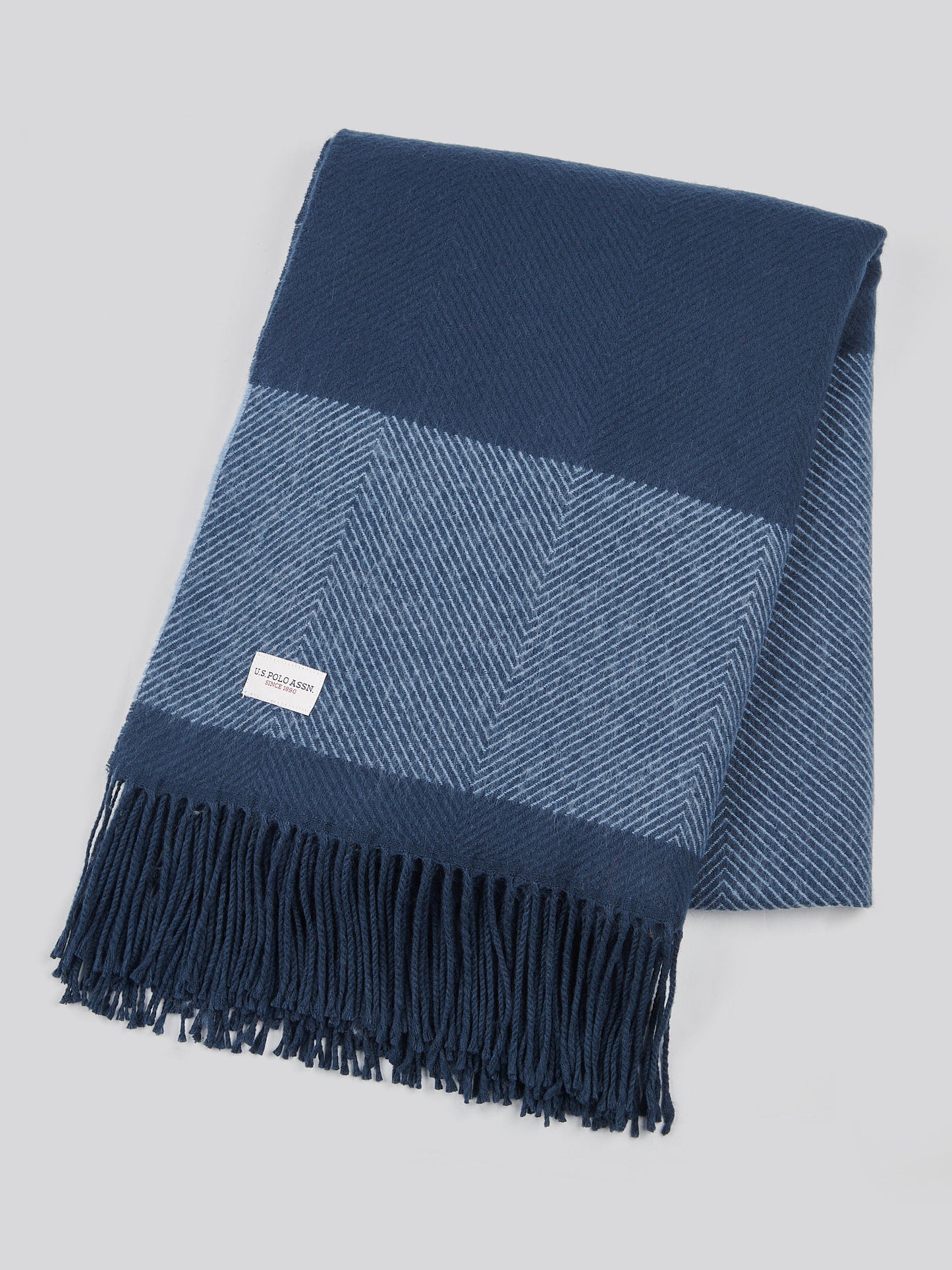 Tonal Herringbone Throw in Navy Iris