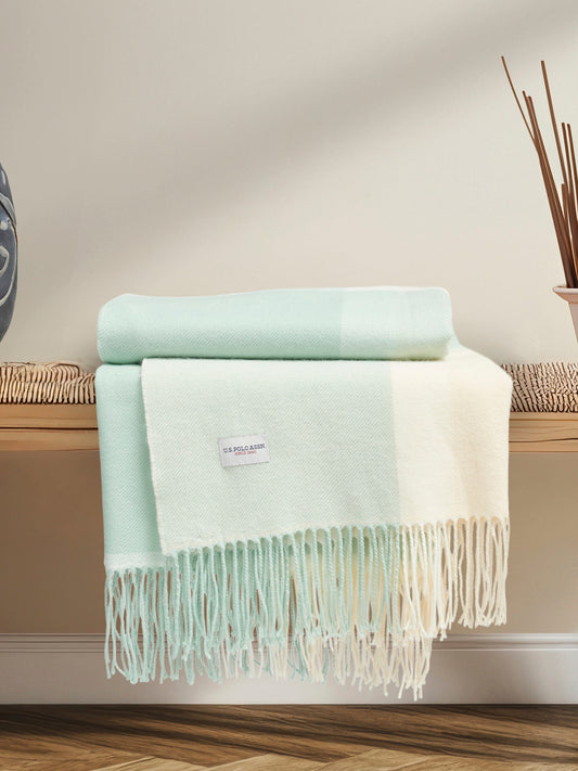 Luxurious Soft Check Boxed Throw in Harbour Grey