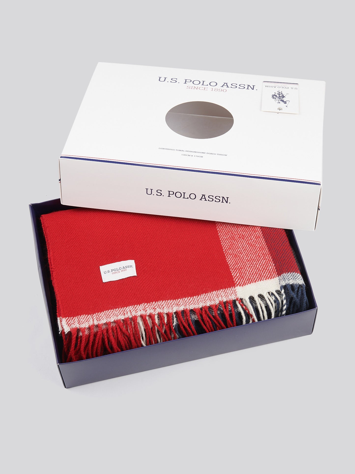 Luxurious Soft Check Boxed Throw in Navy Iris