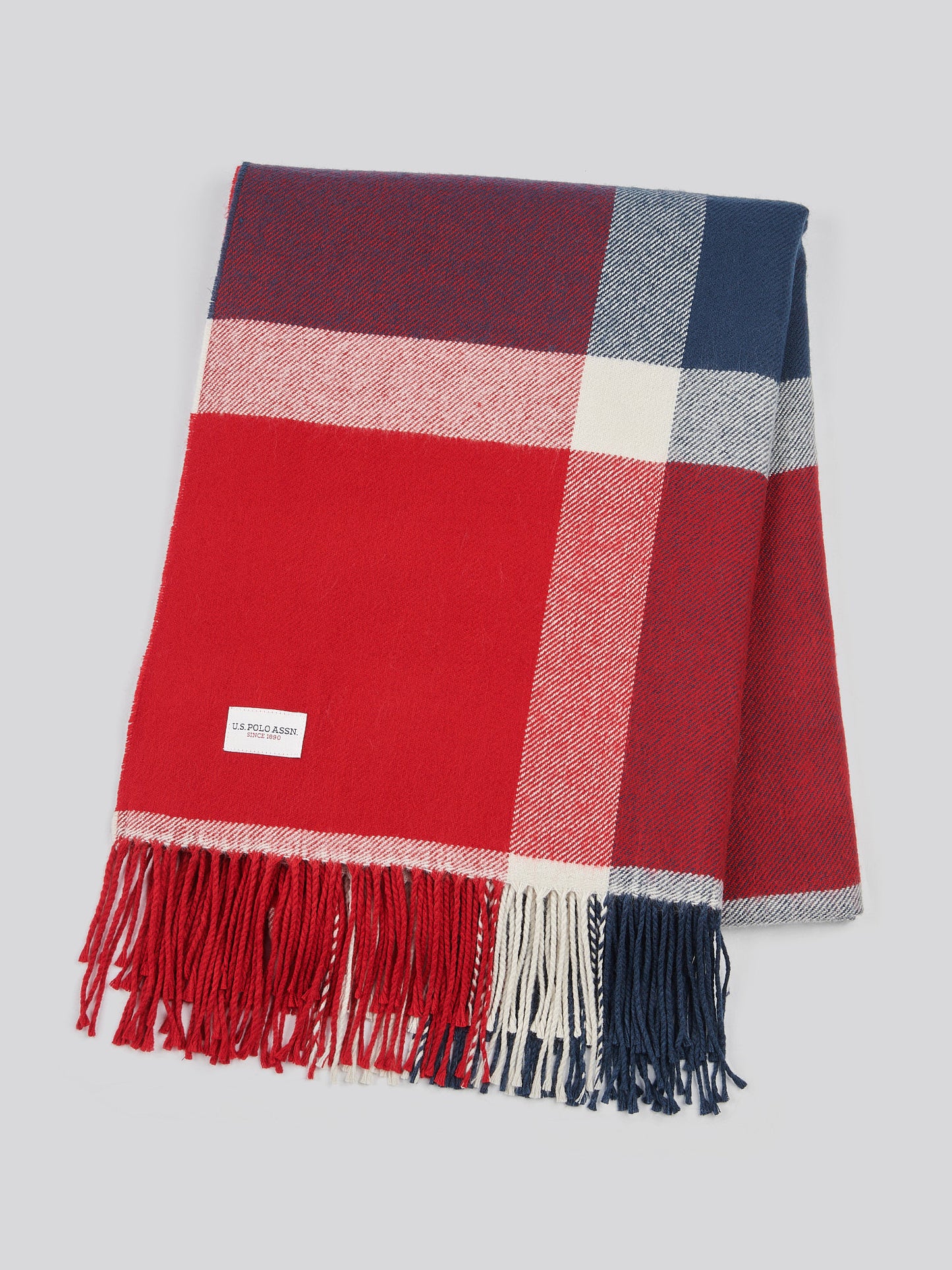 Luxurious Soft Check Boxed Throw in Navy Iris