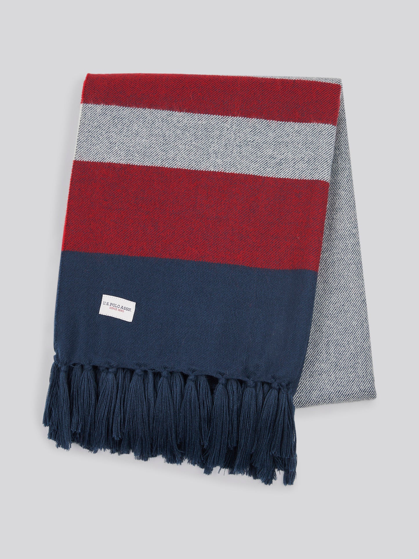 Luxurious Boucle Border Stripe Boxed Throw in Vapor Blue