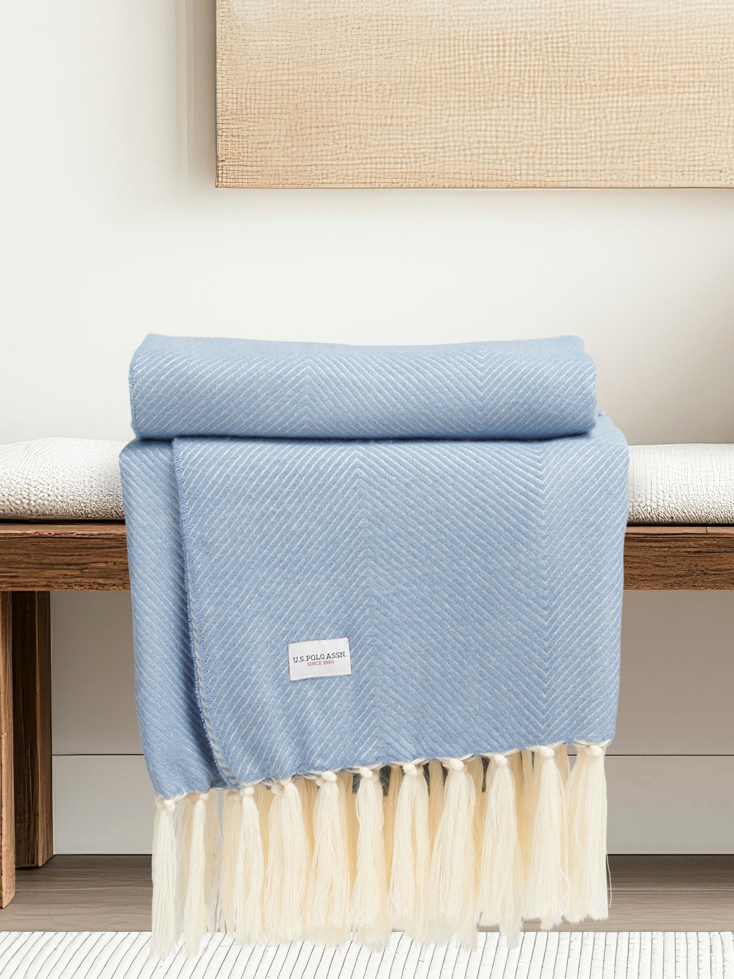 Luxury Herringbone Throw in Troposphere