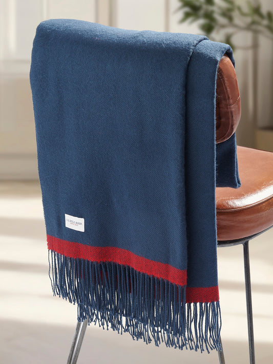 Luxurious Soft Handle Twill Boxed Throw in Navy Iris