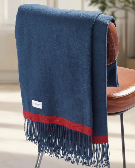 Luxurious Soft Handle Twill Boxed Throw in Navy Iris