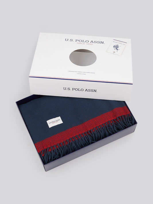 Luxurious Soft Handle Twill Boxed Throw in Navy Iris