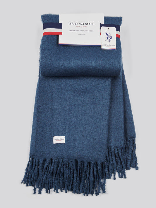 Premium Super Soft Hanging Throw in Navy Iris