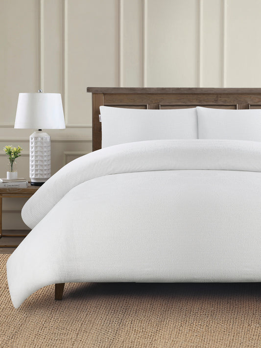 Pure Cotton Classic Seersucker Duvet Set in Bright White