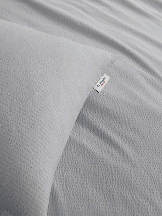 Pure Cotton Classic Seersucker Duvet Set in Vapor Blue