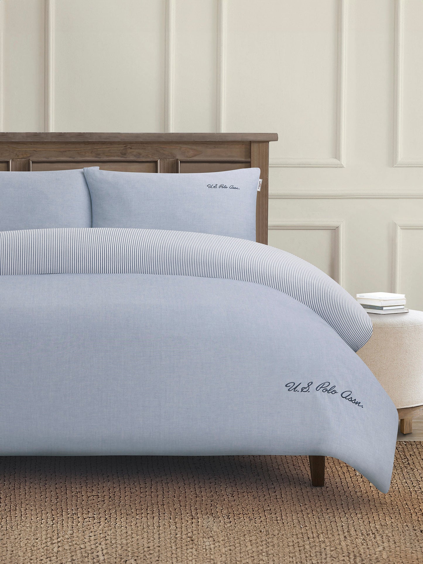Pure Cotton Chambray Duvet Set in True Navy