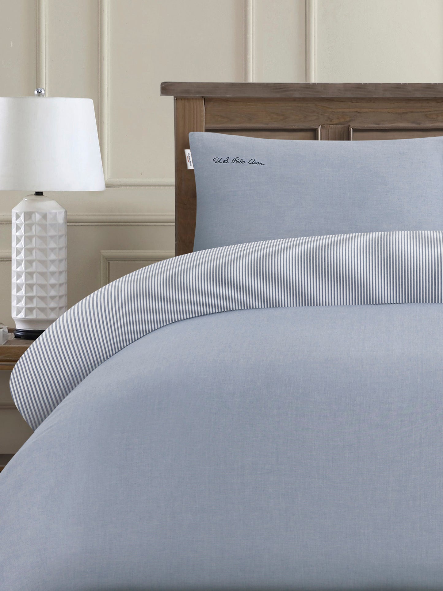 Pure Cotton Chambray Duvet Set in True Navy